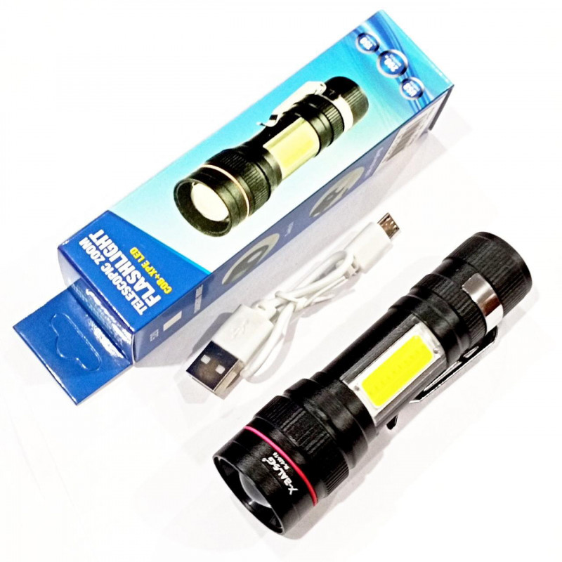 Ручний ліхтар X-Balog Police BL-520, Li-ion, T6+Cob, Zoom, ЗУ USB