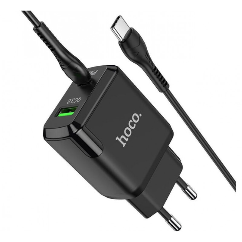 СЗУ Сетевое Зарядное Устройство Hoco N5, быстрая зарядка 20W, Type-C - Lightning