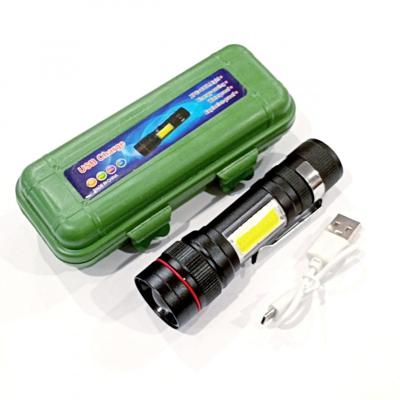 Ручний ліхтар X-Balog Police BL-520, Li-ion, T6+Cob, Zoom, ЗУ USB