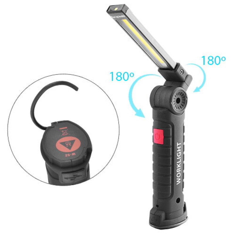 Ліхтар для кемпінгу W52-SMD+COB, Білий, Червоний, micro USB, вбудований акум., поворот 180º, магніт