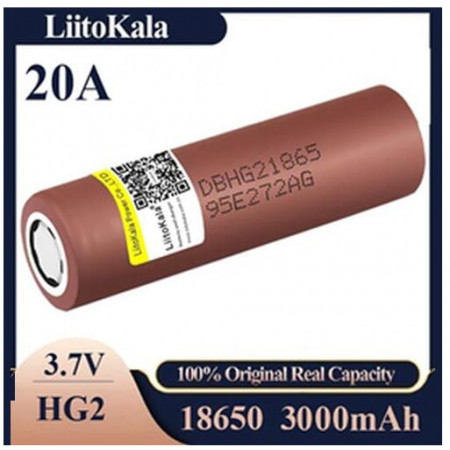 Аккумулятор высокотоковый 18650, LiitoKala HG2, 3000mah, с контактами под пайку