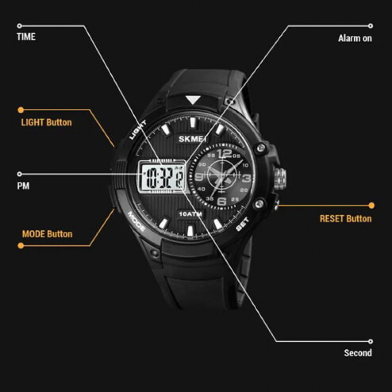 Часы наручные SKMEI 1761BKWT, BLACK/WHITE, 10267