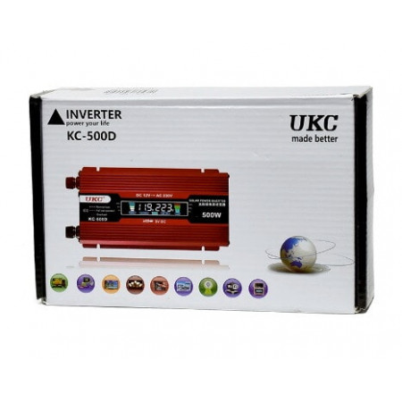 Инвертор преобразователь UKC AC/DC KC-500D 500W 12V + lcd / 3738