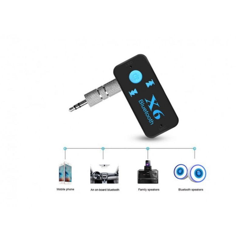 Бездротовий адаптер AUX Bluetooth-приймач BT-X6 / 3,5ММ JACK, HANDSFREE В АВТО / 6948