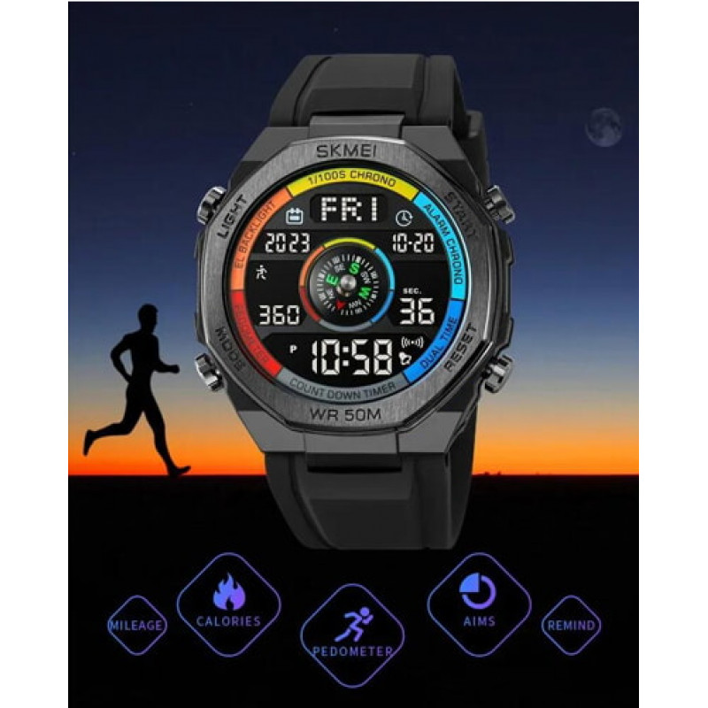 Часы наручные SKMEI 2209CKBK, COLORFUL/BLACK, Compass, Pedometer, 10351