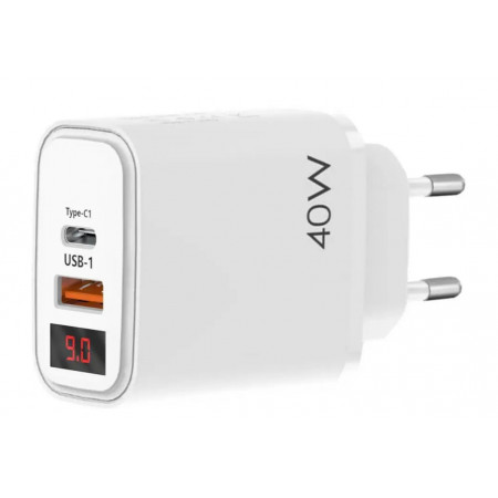 СЗУ Сетевое зарядное устройство PD PKG050 40W QC3.0 LED