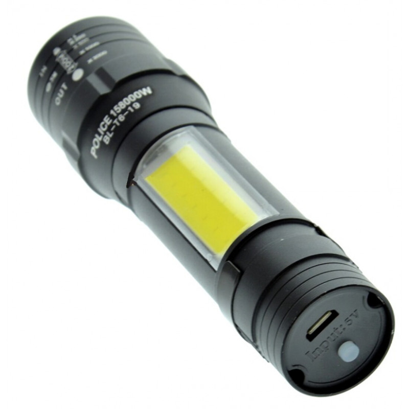 Ручний ліхтар Police BL-T6-19S, XPE COB, зум, microusb, вбудований акум