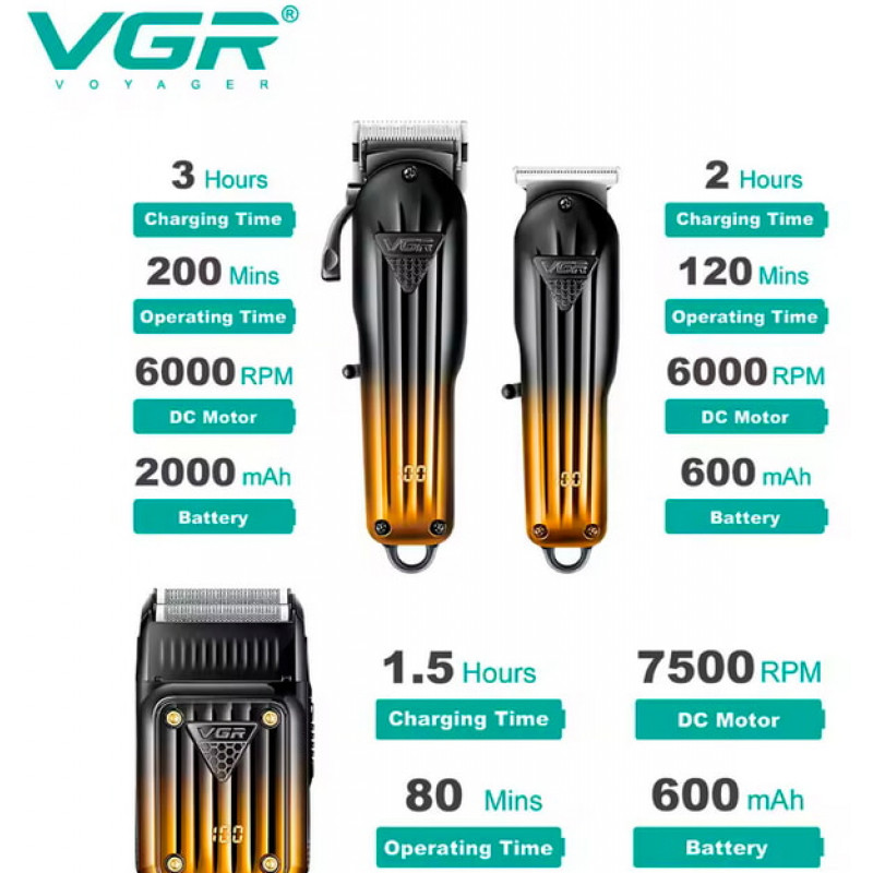 Набор машинка для стрижки волоc и бороды VGR V-644