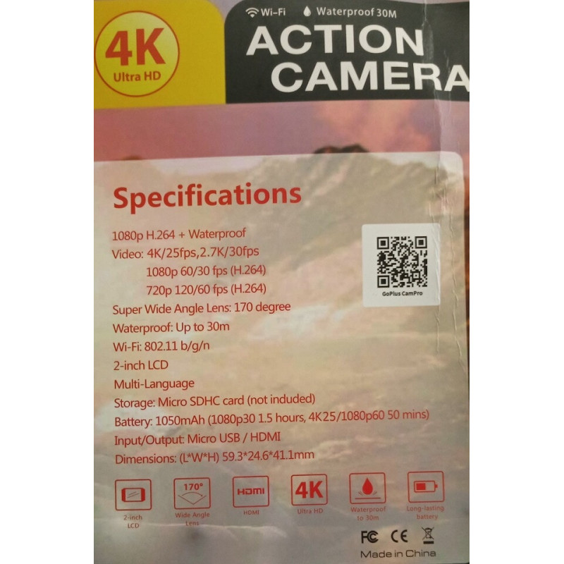 Экшн-камера  Action Camera 4K Wi-Fi, 3969