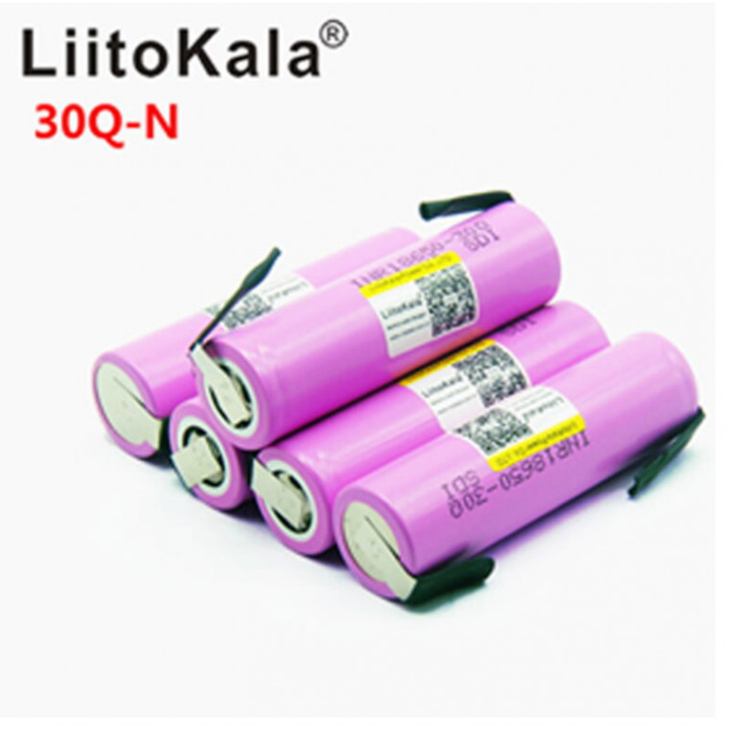 Акумулятор високотоковий 18650, LiitoKala 30Q-N, 3000mAh, з контактами під пайку