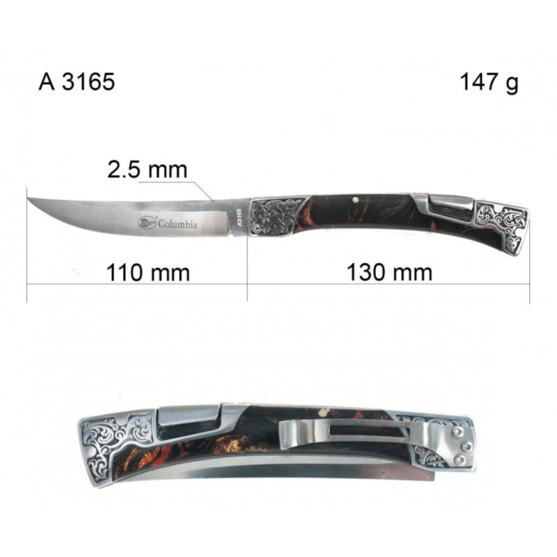 Нож складной Columbia A3164 чёрный 24см