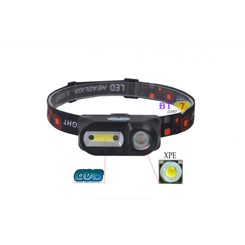Налобный фонарь Bailong BL-1804A, LED+COB, cенсор, аккумулятор 18650, micro USB