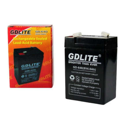 Аккумулятор GDLITE 6V GD-640-4.0Ah, 2375, Свинцово-кислотная (SLA)