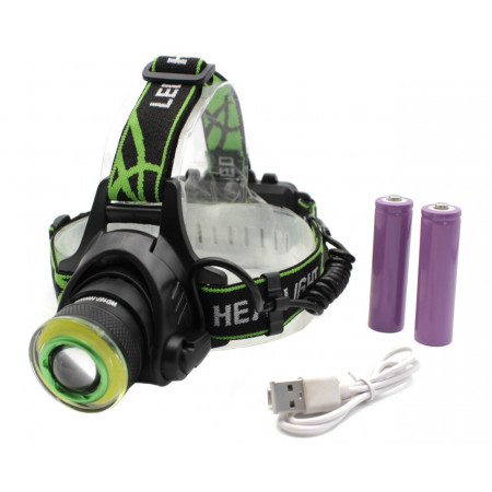 Налобный фонарь PL107, BL-T106-T6, 2х18650, ЗУ microUSB, T6+Cob, Zoom
