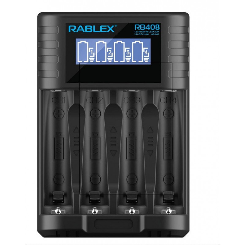 Зарядний пристрій Rablex RB408 на 4 AA/AAA R3/R6 1.2V 3.7V