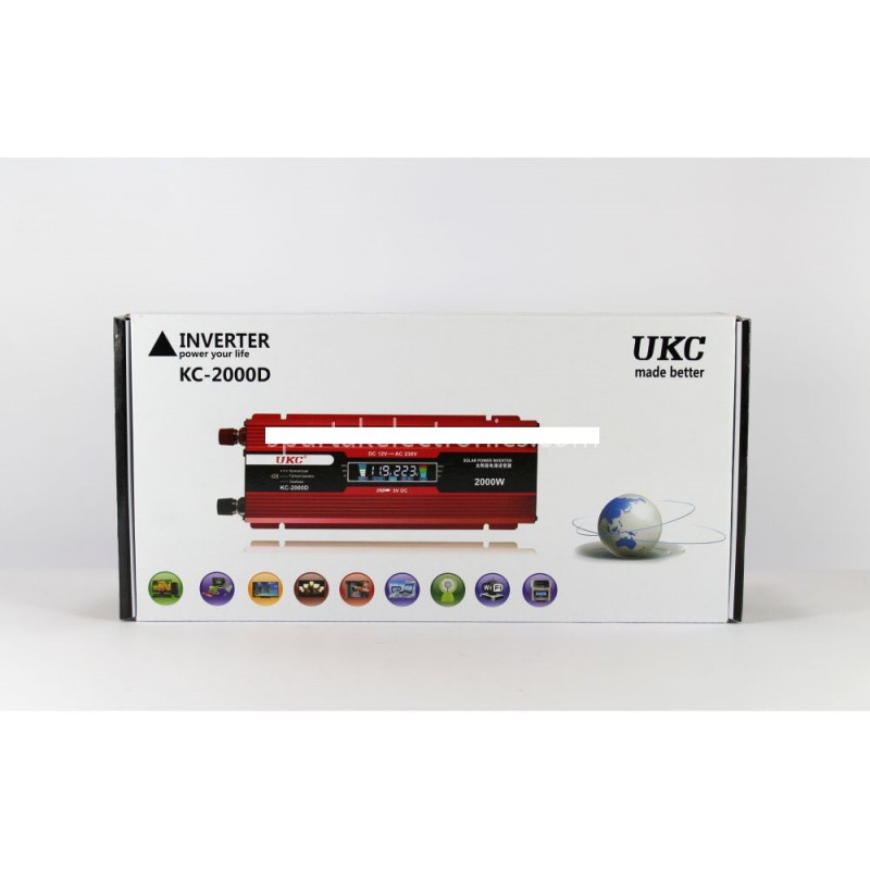 Інвертор перетворювач UKC AC/DC KC-2000D 2000W 12V + lcd / 3739
