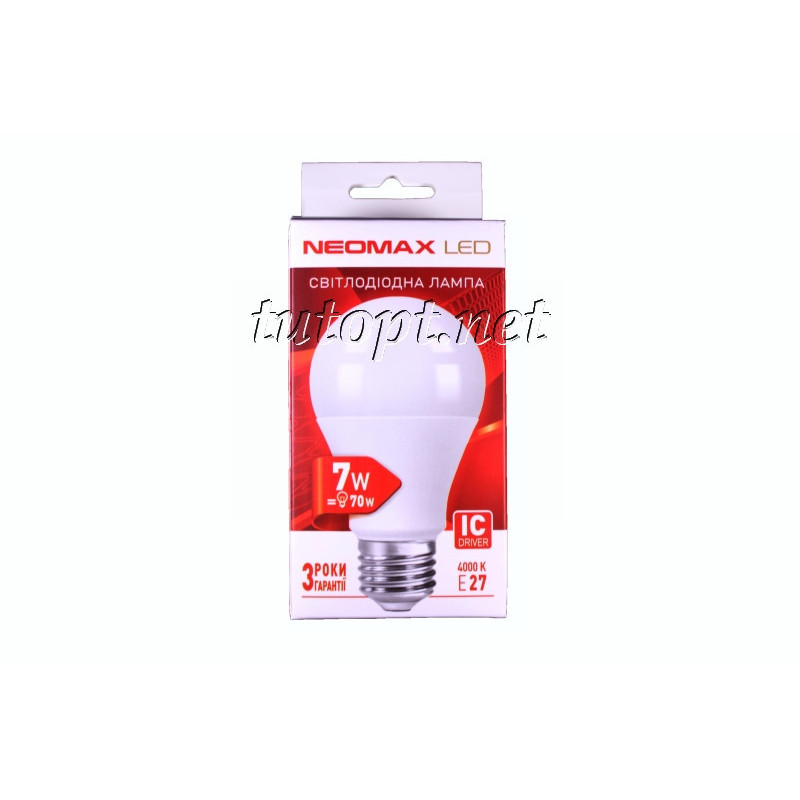 Світлодіодна LED лампочка neomax 7W NX7L E27 4000K