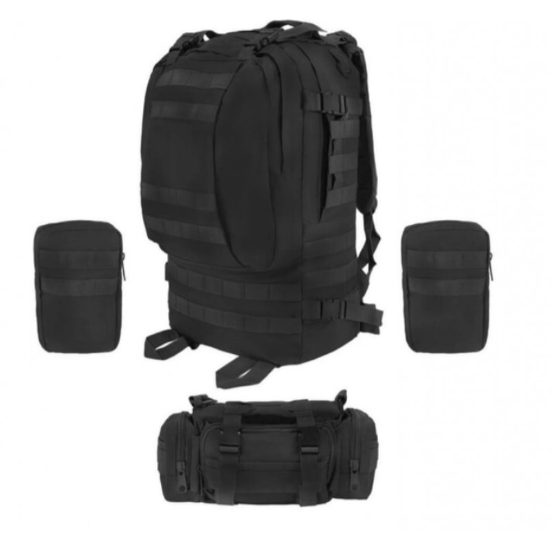 Рюкзак Тактичний з підсумками B08 Black 55L 8142