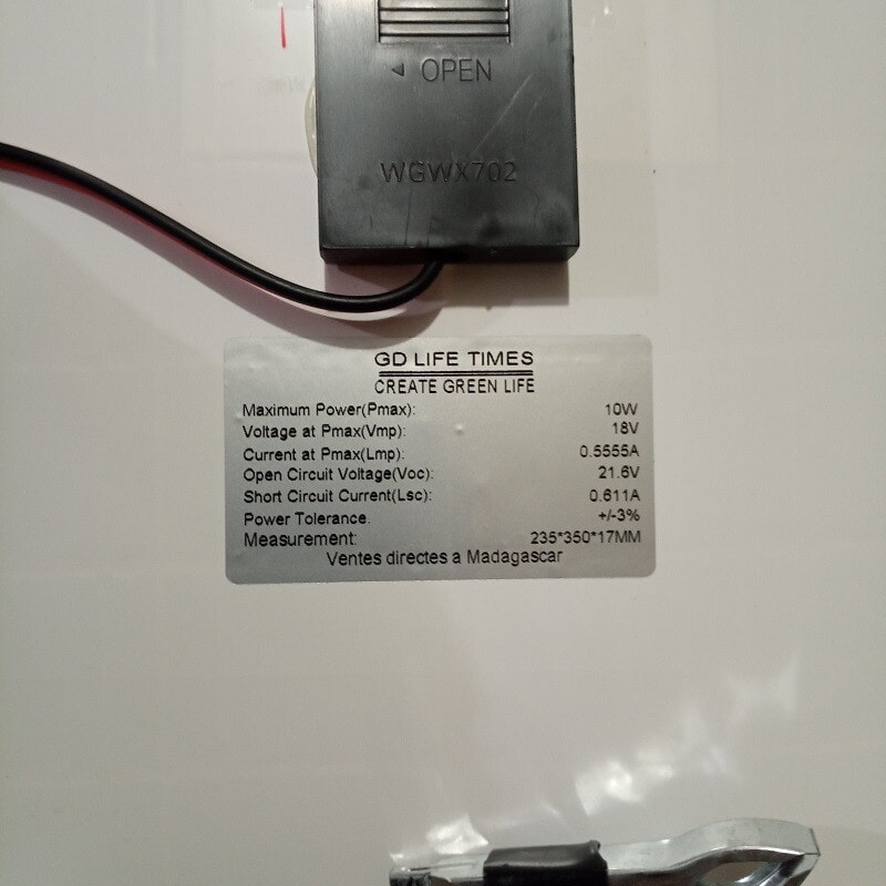 Сонячна панель SOLAR PANEL 18V10W розмір 235х350х17 мм