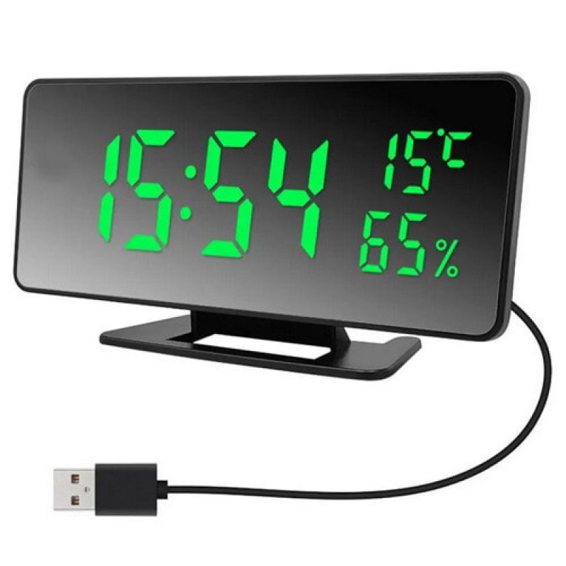 Годинники електронні VST-888Y зелений, температура, вологість USB