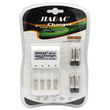 Зарядное устройство для аккумуляторов Jiabao +4шт. AAA  в комплекте / на 4 AA/AAA R3/R6 1.2V /3279