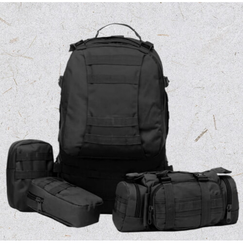 Рюкзак Тактичний з підсумками B08 Black 55L 8142