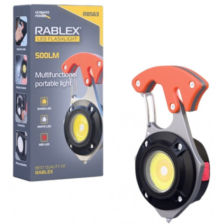 Ліхтар для кемпінгу Rablex RB563, Білий, Жовтий, Червоний, мультитул, Li-Ion акум., магніт, карабін