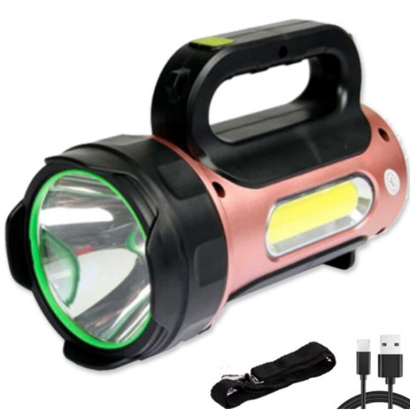 Ручной фонарь T93-LED+COB, Белый, Красный, powerbank, Li-Ion аккум., солн., батарея, ЗУmicroUSB,
