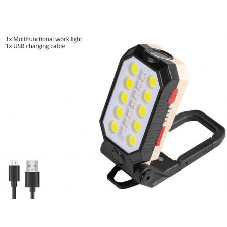 Фонарь для кемпинга RB352 W598B, аккумулятор, type-c, магнит, карабин, красно-синий мигающий