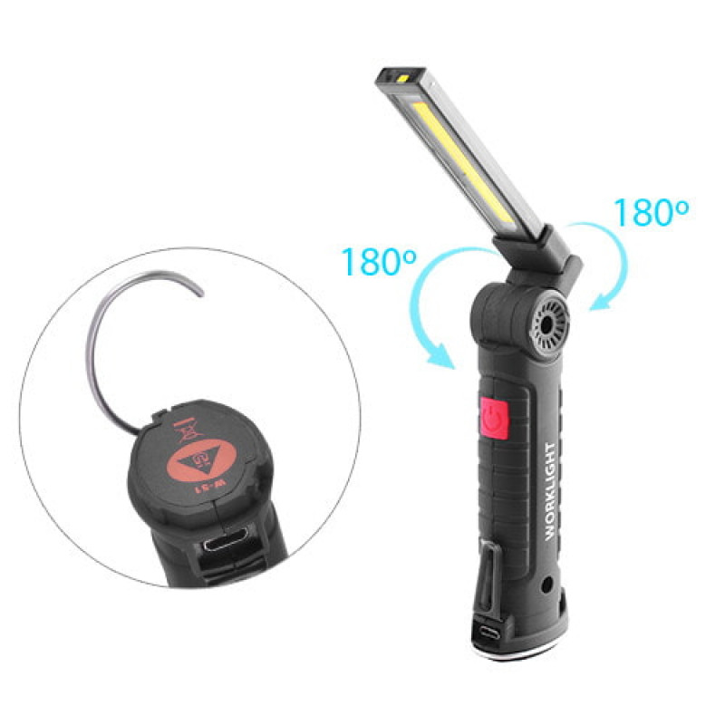 Ліхтар для кемпінгу W51-SMD+COB, Білий, Червоний, ЗУ microUSB, вбудований акум., магніт