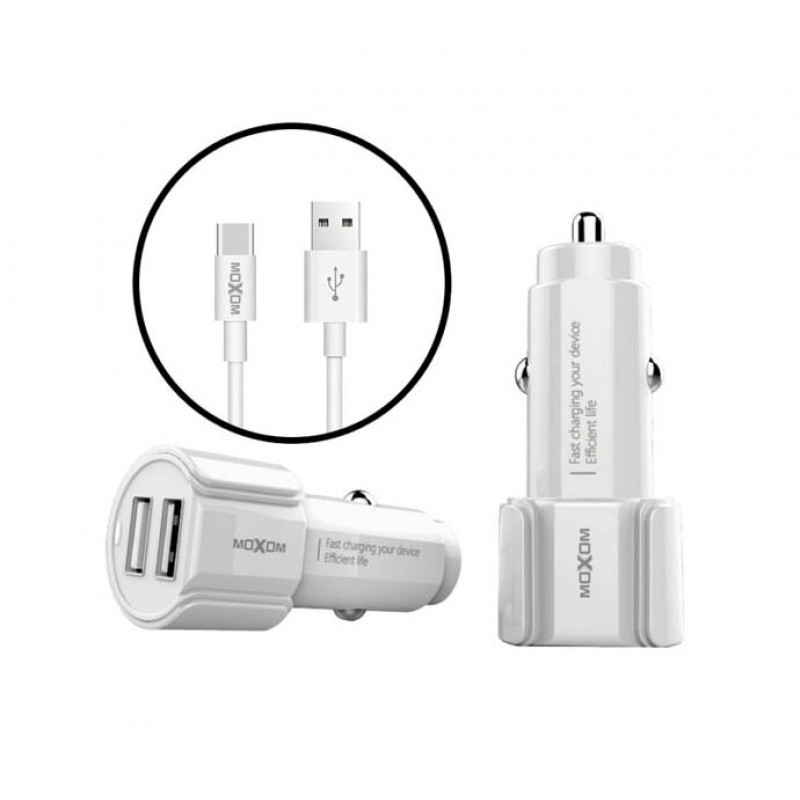 Автомобильное зарядное устройство USB x 2 MOXOM KC-15 Type-C