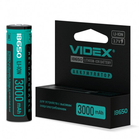 Аккумулятор Videx 18650 Li-ion 3000mAh 3.7V С ЗАЩИТОЙ !!