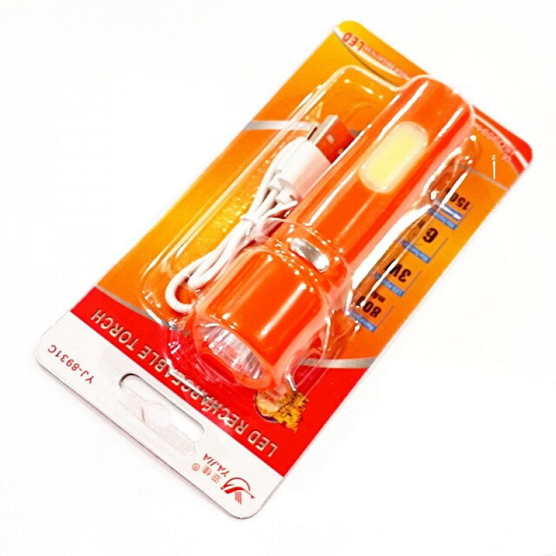 Ручний ліхтар Yajia YJ-8931C, Акумулятор, MicroUSB, 1LED+COB, бічне підсвічування
