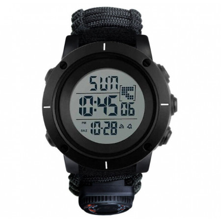Часы наручные SKMEI 1213BK, PARACORD, BLACK BIG SIZE, Compass, термометр, свисток, кресало, 10465