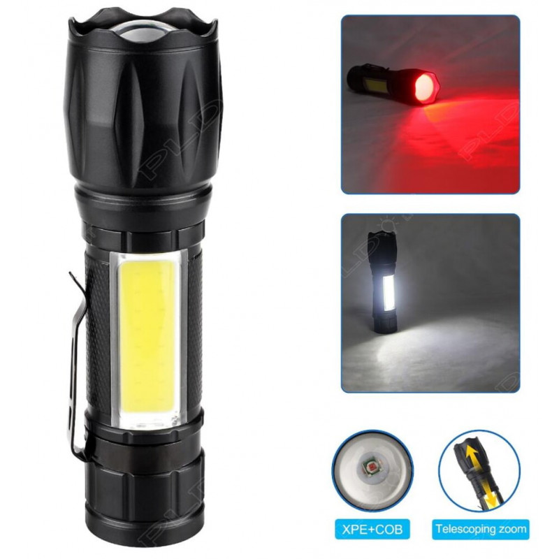 Ручной фонарь Police W601, Li-Ion аккум., ЗУ microUSB, zoom, красный и белый свет