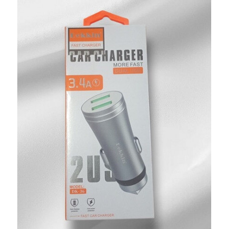 Автомобильное зарядное устройство USB x 2 Dekkin DK-36 / MicroUSB / DC5V-3.4A