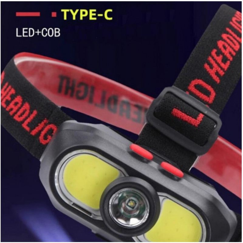 Налобный фонарь KX-302-LED, 2COB, PL168, 1x18650, ЗУ Type-C