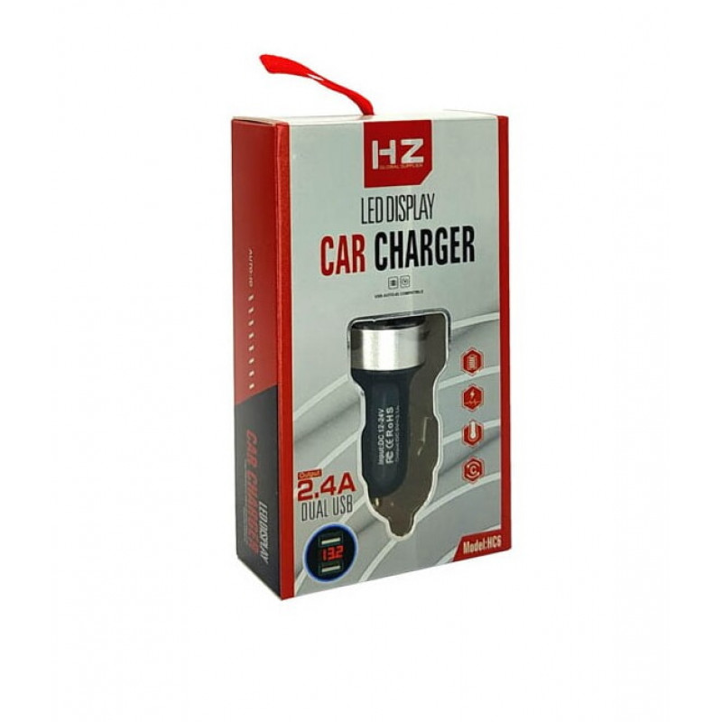 Автомобильное зарядное устройство USB x 2 + вольтметр HZ HC6
