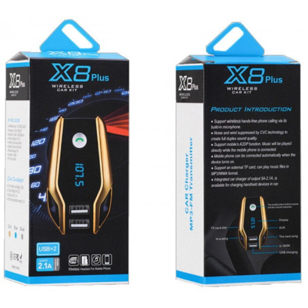 FM модулятор X8 Plus Bluetooth 2 х USB, 4912