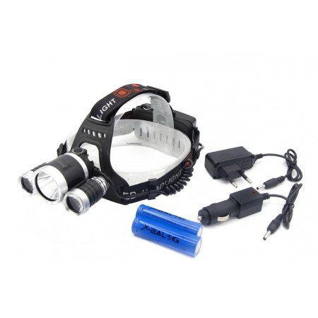 Налобный фонарь BORUIT RJ3000, Акк., T6 LED, автомобильная зарядка