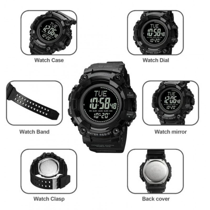 Часы наручные SKMEI 2037BK, BLACK, Compass, 10292