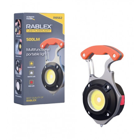 Ліхтар для кемпінгу Rablex RB562, Білий, Жовтий, Червоний, мультитул, Li-Ion акум., магніт, карабін