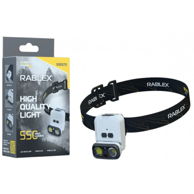 Налобный фонарь Rablex RB970, 1хXPG+1хCOB, Sensor, аккум, Type-C