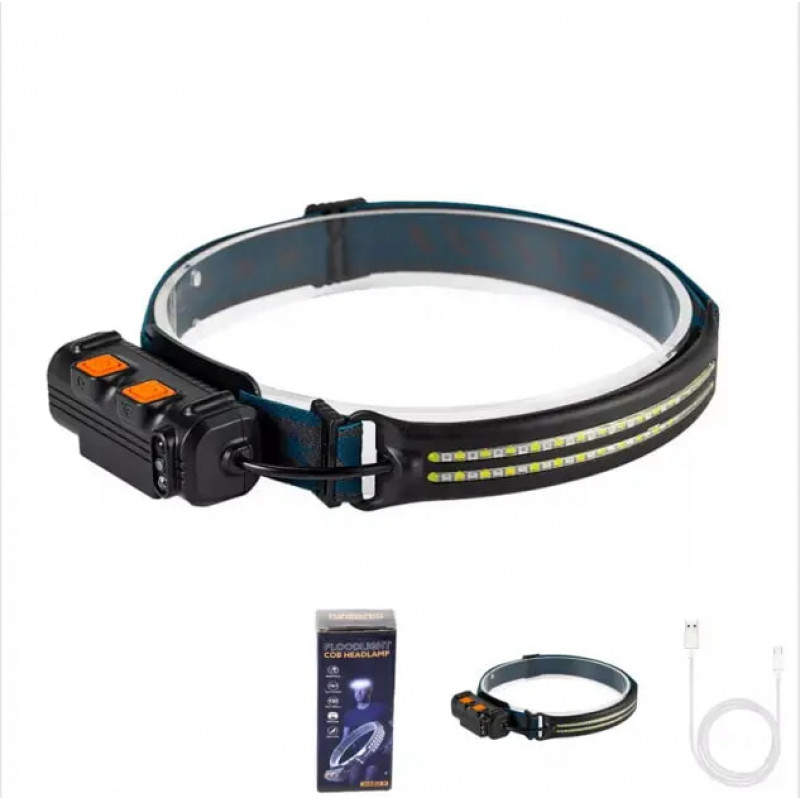 Налобный фонарь Bailong BL-W691-2COB, Красный, Белый+RGB, Motion Sensor, Li-Ion аккум.,Type-C, 8668
