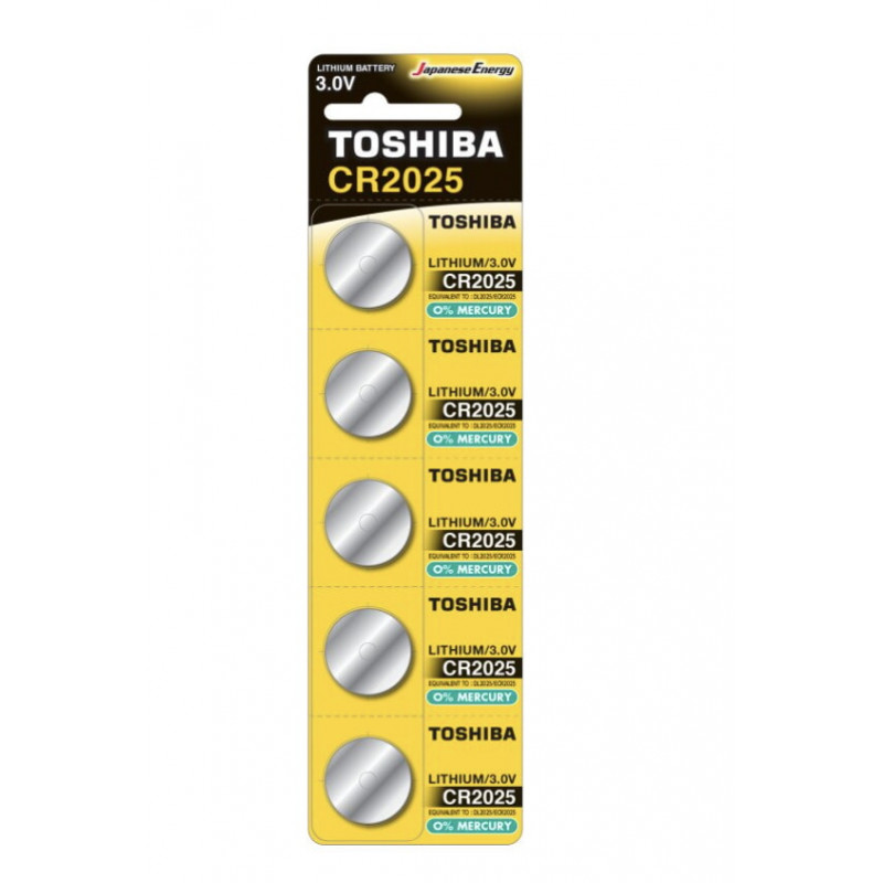 Батарейки-Таблетки Toshiba CR2025 / 3V блистер 5шт.