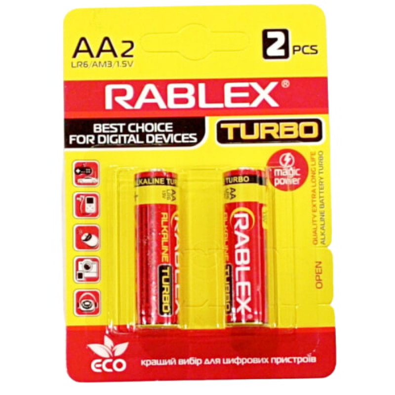 Батарейка Rablex LR6/AA/2pc/TURBO / Alkaline /БЛИСТР