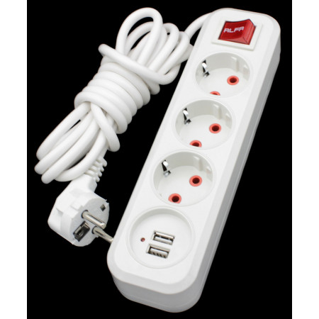 Подовжувач RLFR з заземленням 3 розетки 5 метрів + USB