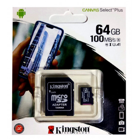 Карта памяти micro SDHC Kingston (UHS-3) 64GB class 10 (с адаптром) (Гарантия 3года)