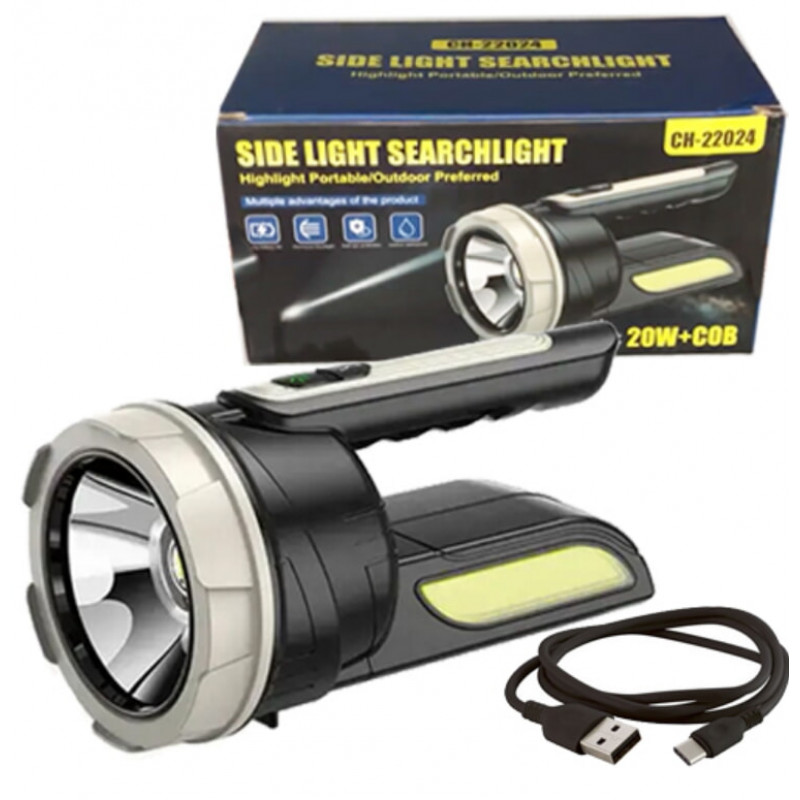 Ручний ліхтар CH-22024-5W+COB, Li-Ion акум., ЗУ Type-C,