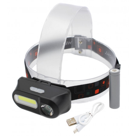 Налобный фонарь Bailong BL-1804, PL185, LED+COB, аккумулятор 18650, micro USB